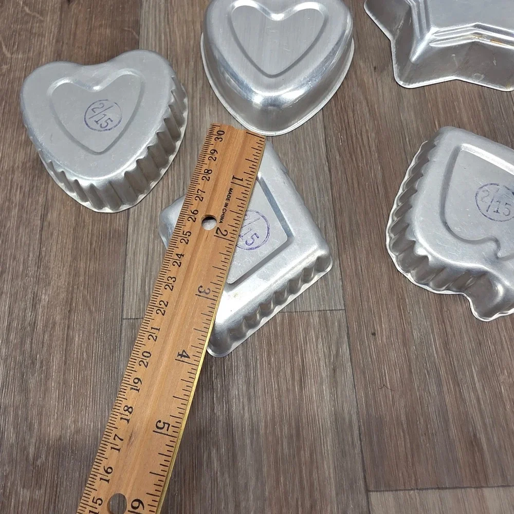 Vintage Aluminum Mini Cake Jello Molds Stars Hearts Playing Card Suits Set‎ of 8